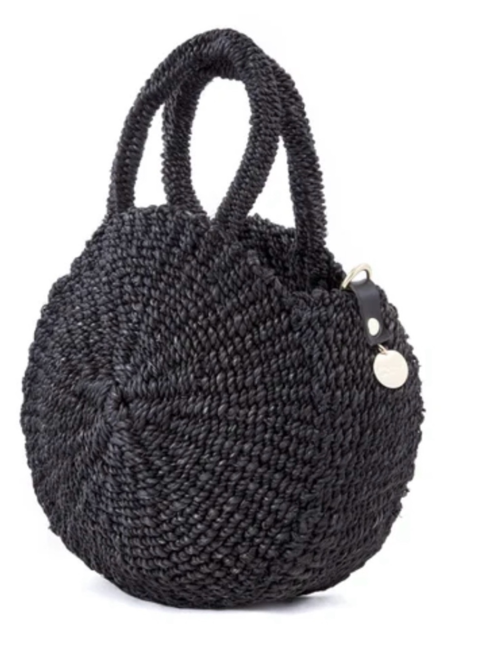 Clare V. Black Raffia Woven Circle Shoulder Bag Crossbody Beach Travel Daily